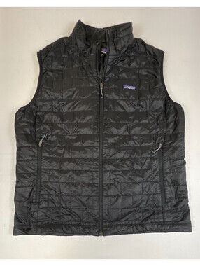 Patagonia Men's XL Black Micro Puff Primaloft Quilted Full Zip Vest Jacket
